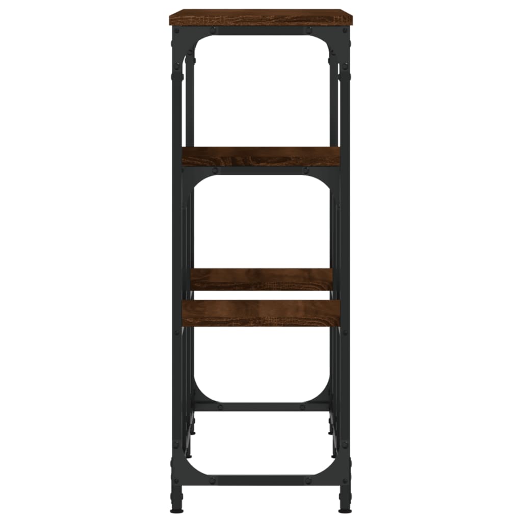 Mesa consola de madera de ingeniería marrón roble 89,5x28x76 cm - Imagen 5