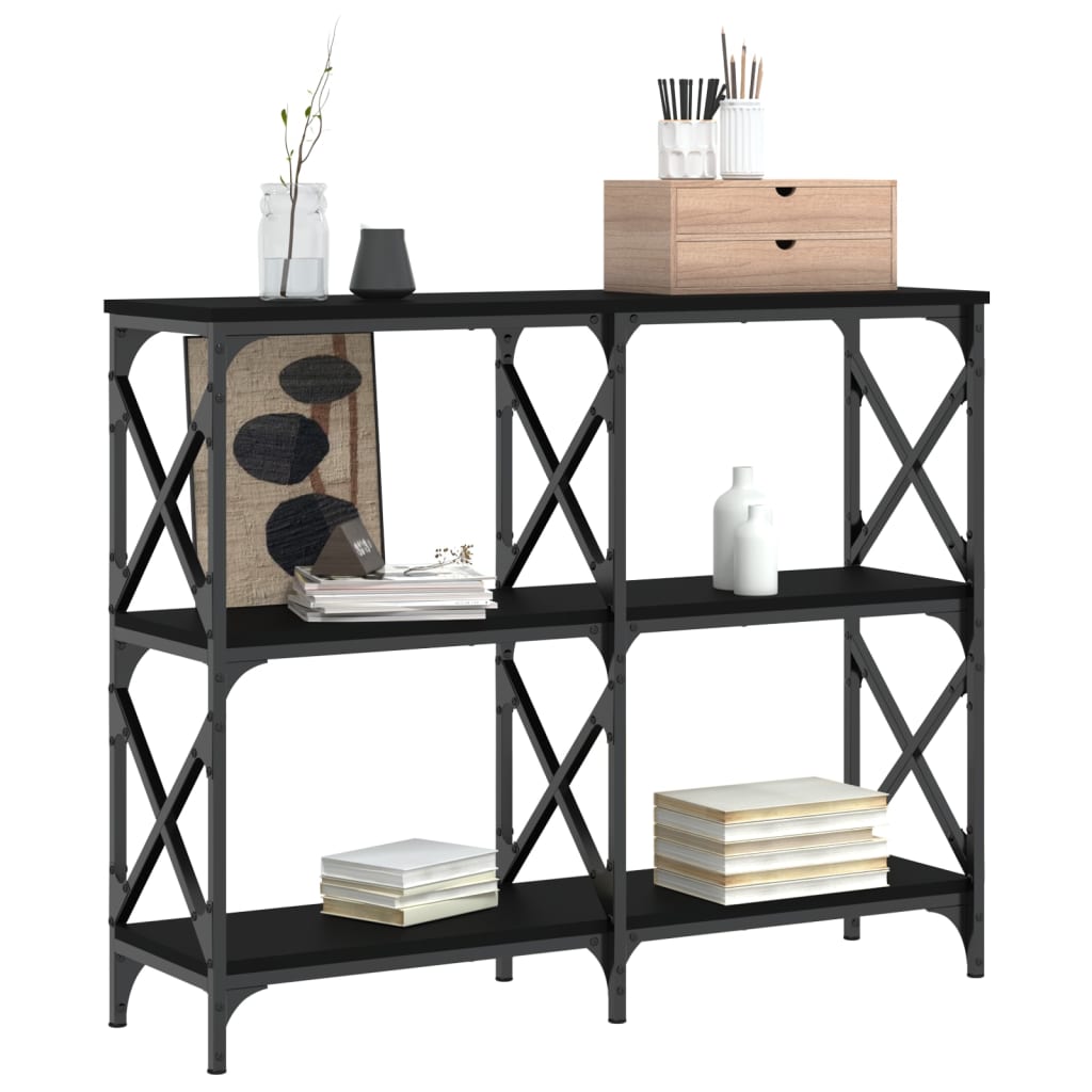 Mesa consola madera de ingeniería negra 100x28x80,5 cm - Imagen 3