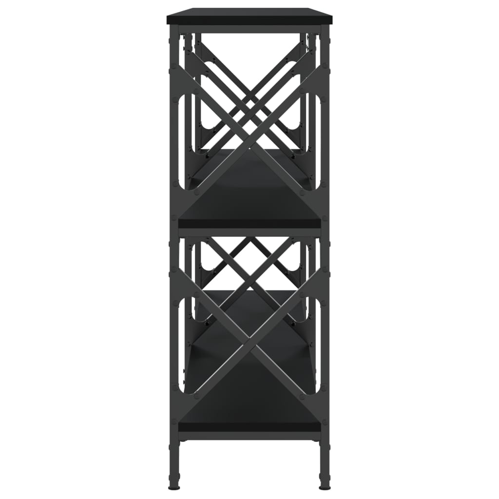 Mesa consola madera de ingeniería negra 156x28x80,5 cm - Imagen 5