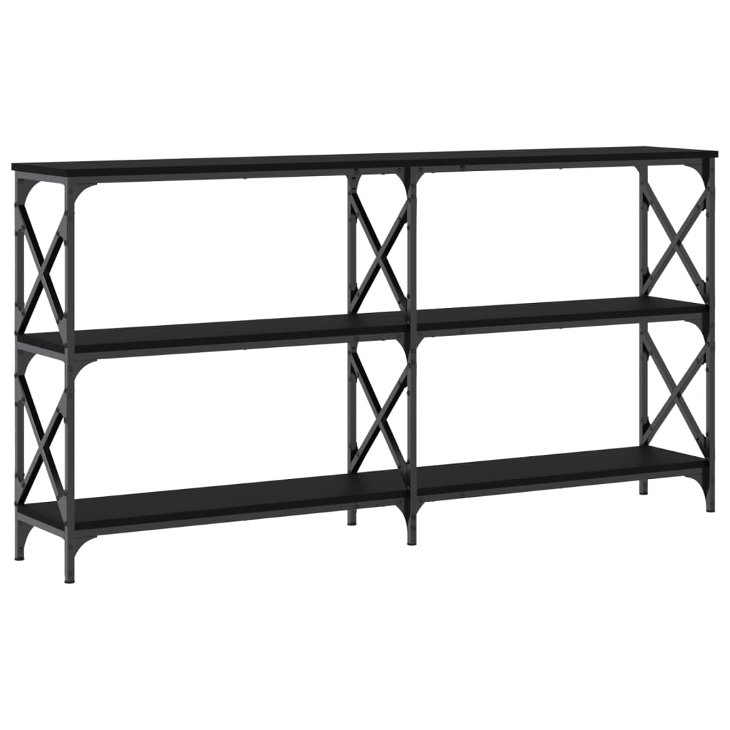 Mesa consola madera de ingeniería negra 156x28x80,5 cm - Imagen 6