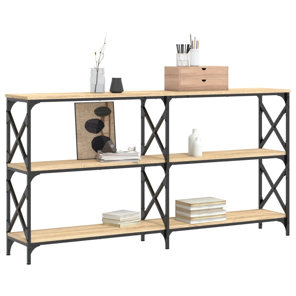 Mesa consola madera de ingeniería roble Sonoma 156x28x80,5 cm - Imagen 3