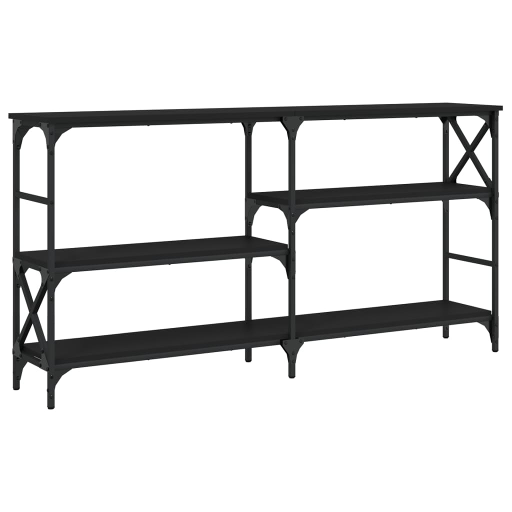 Mesa consola madera de ingeniería negra 150x29x76,5 cm - Imagen 2