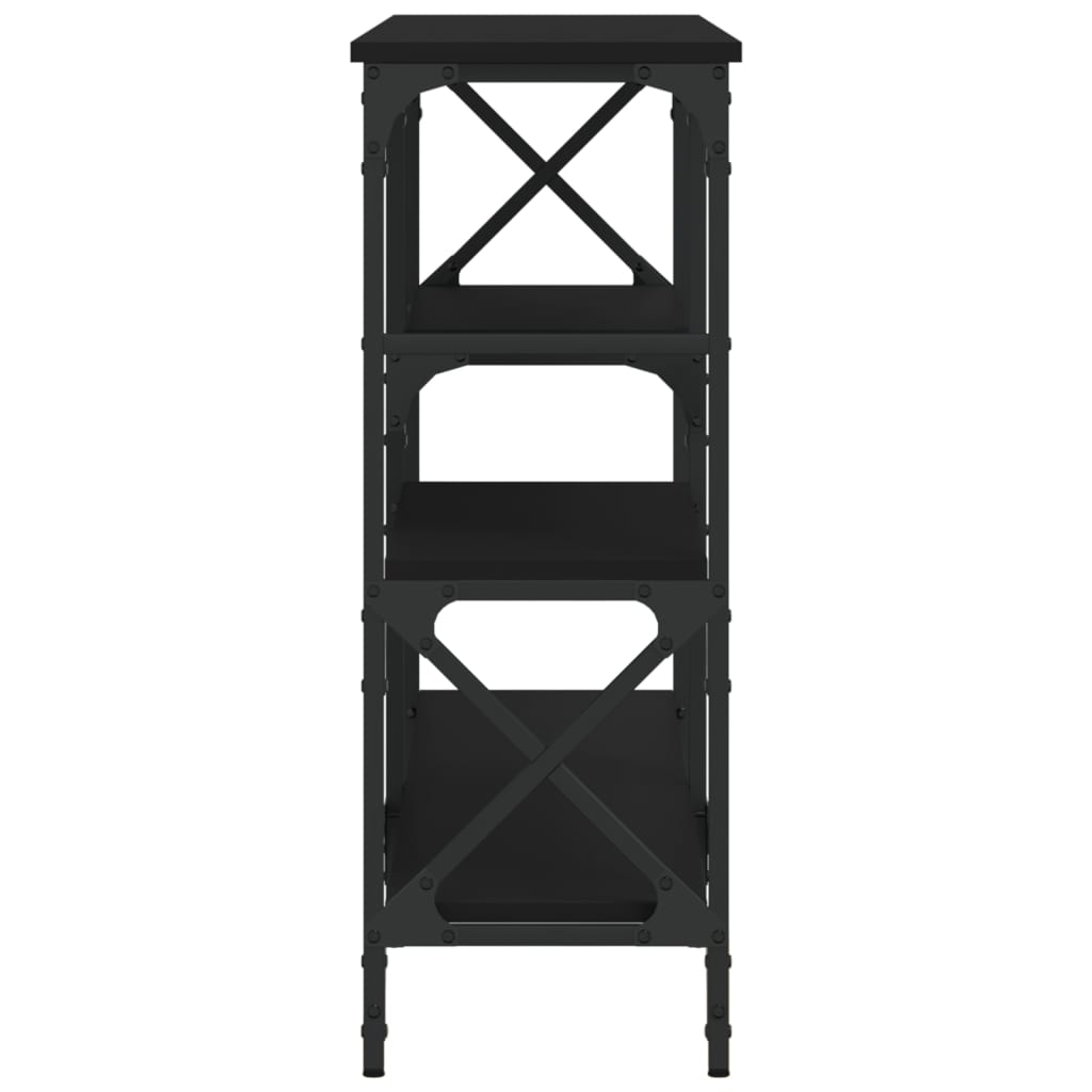 Mesa consola madera de ingeniería negra 150x29x76,5 cm - Imagen 5
