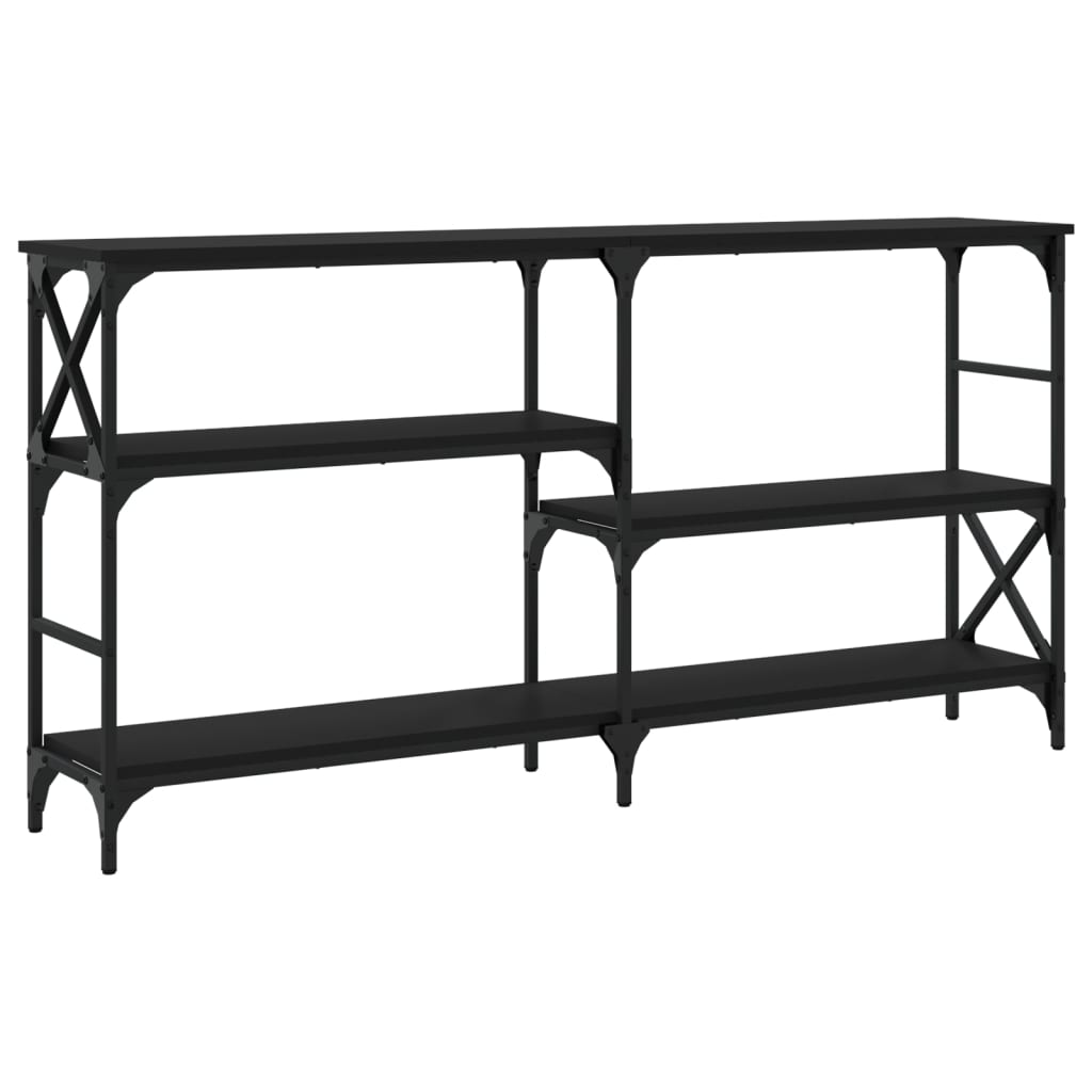 Mesa consola madera de ingeniería negra 150x29x76,5 cm - Imagen 6