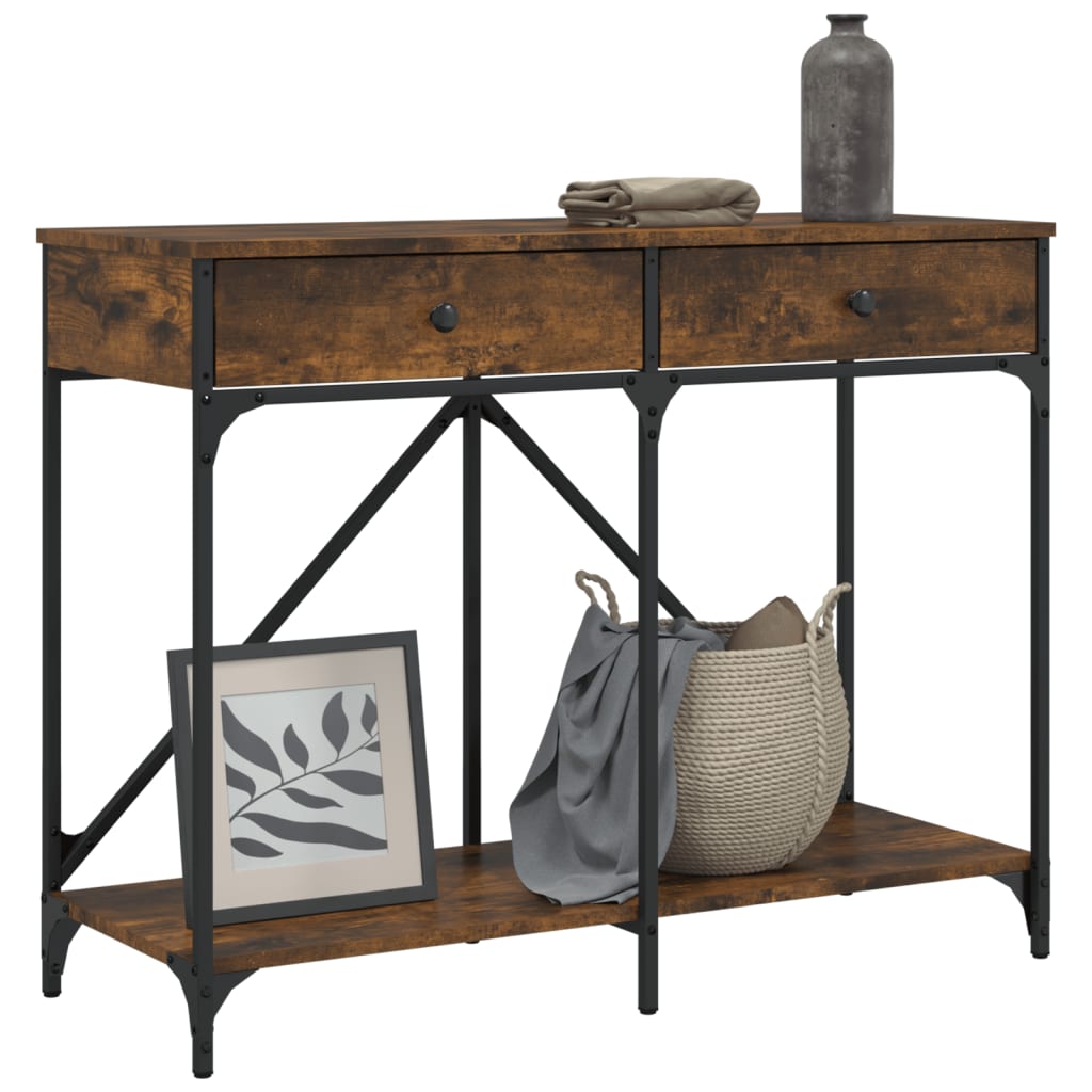 Mesa consola madera de ingeniería roble ahumado 100x39x78,5 cm - Imagen 3