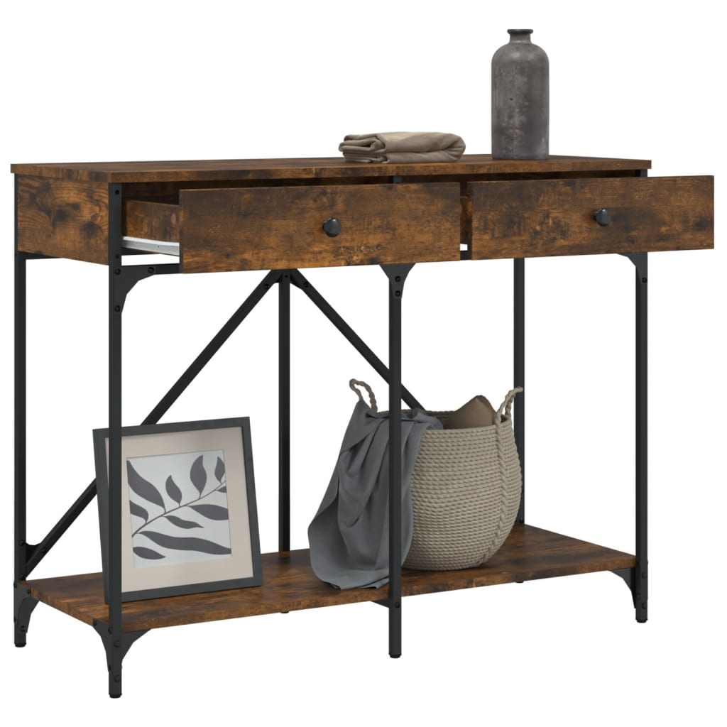 Mesa consola madera de ingeniería roble ahumado 100x39x78,5 cm - Imagen 4