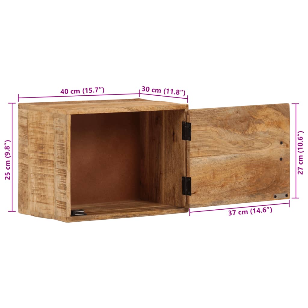 Mesita de noche de pared madera maciza de acacia 40x30x25 cm - Imagen 10
