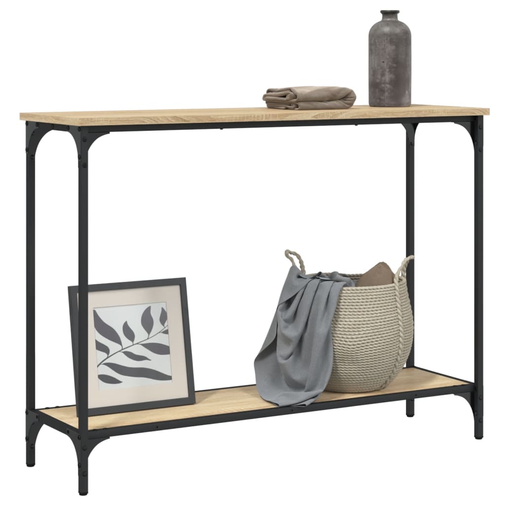 Mesa consola madera de ingeniería roble Sonoma 101x30,5x75 cm - Imagen 3