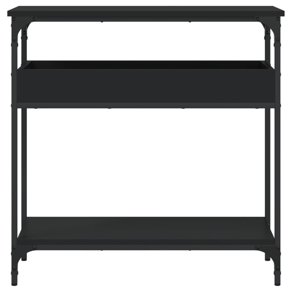 Mesa consola con estante madera ingeniería negra 75x29x75 cm - Imagen 4