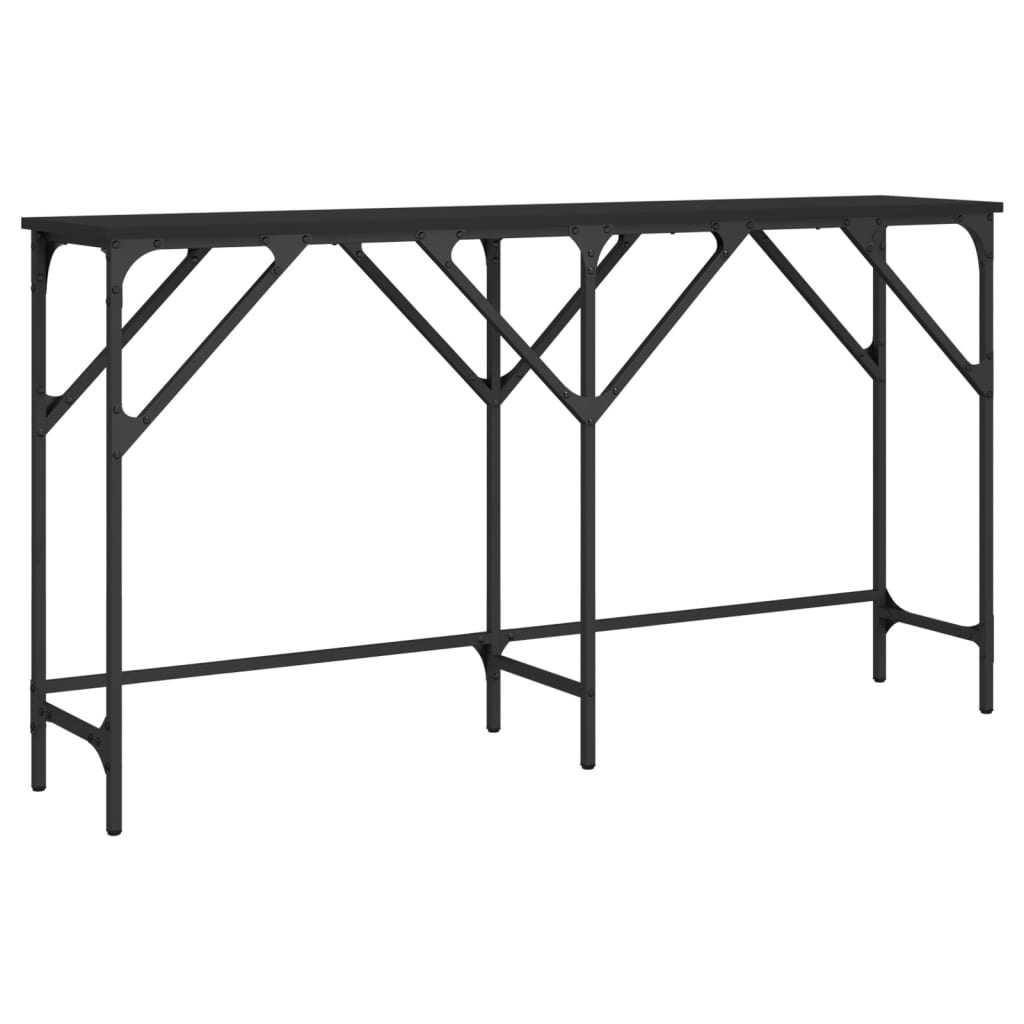 Mesa consola madera de ingeniería negra 140x29x75 cm - Imagen 2