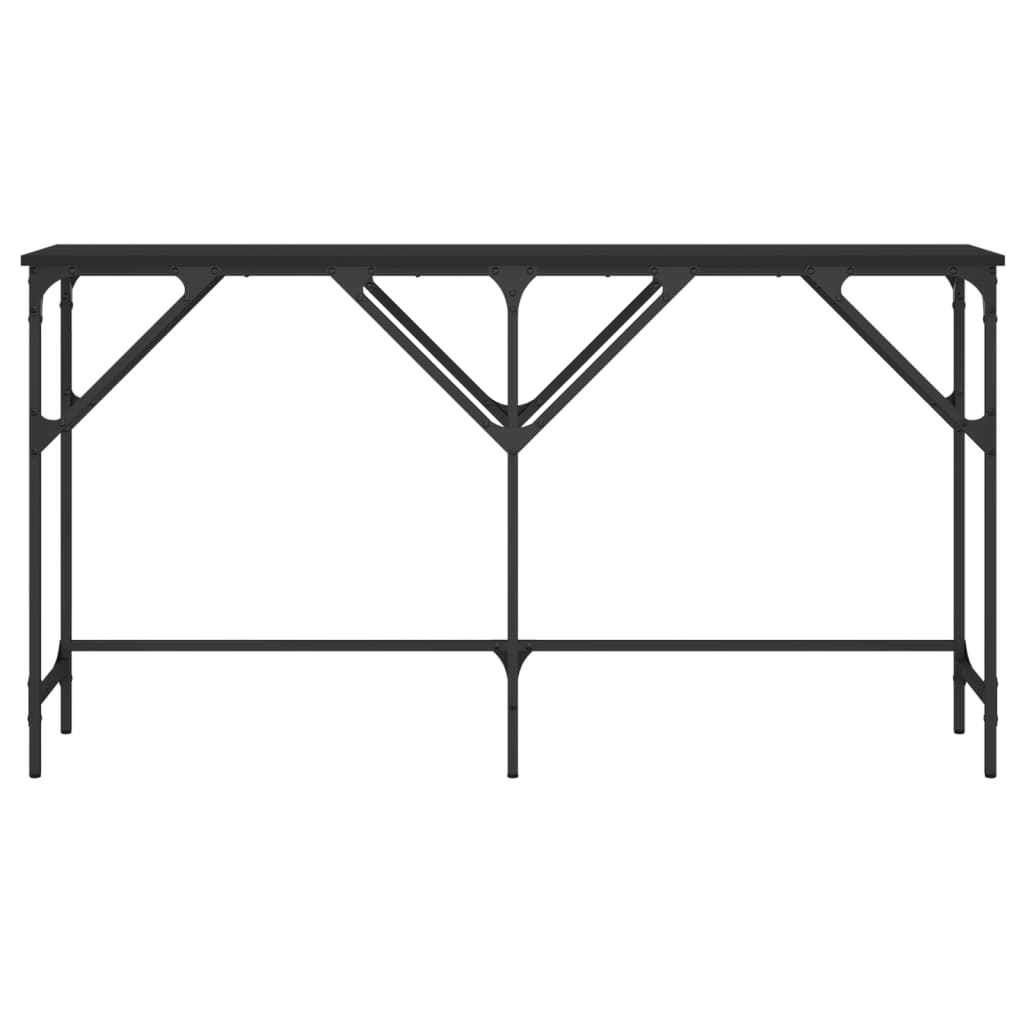 Mesa consola madera de ingeniería negra 140x29x75 cm - Imagen 4