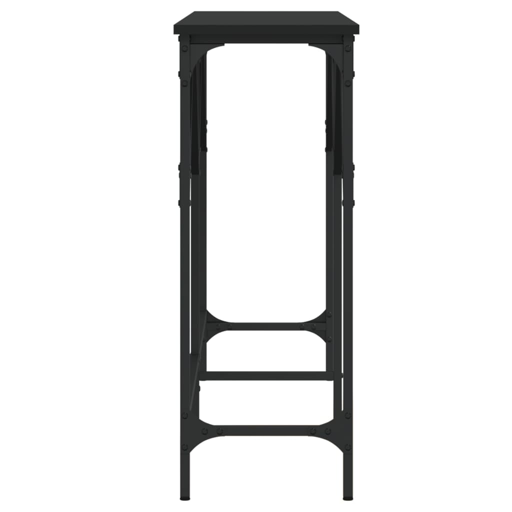 Mesa consola madera de ingeniería negra 140x29x75 cm - Imagen 5