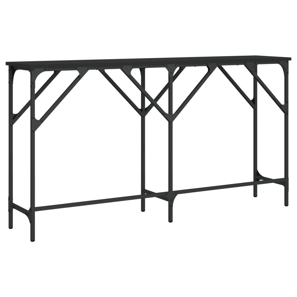 Mesa consola madera de ingeniería negra 140x29x75 cm - Imagen 6