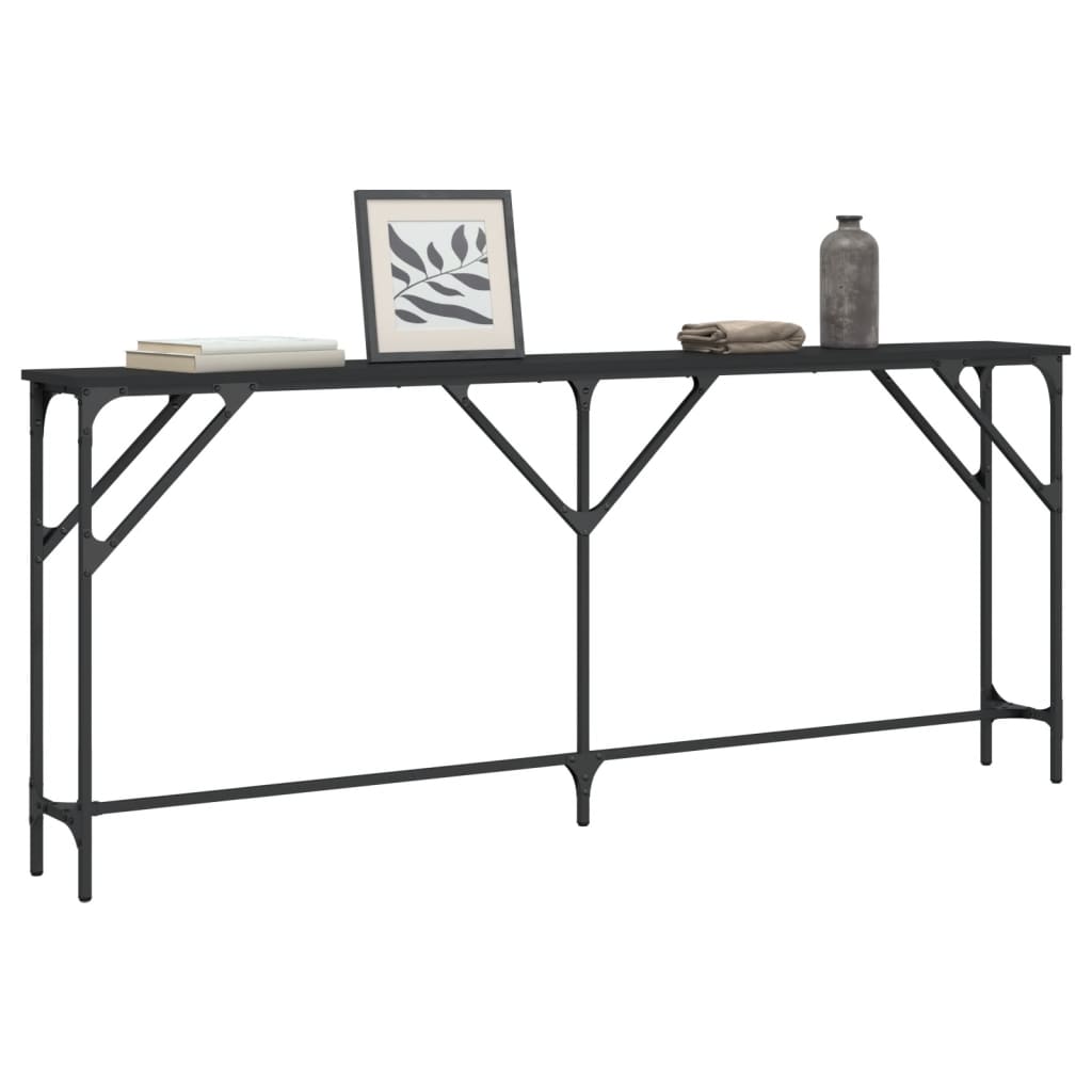 Mesa consola madera de ingeniería negro 180x23x75 cm - Imagen 3