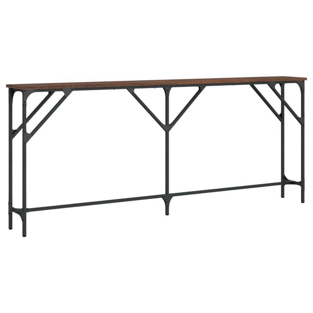 Mesa consola madera de ingeniería marrón roble 180x23x75 cm - Imagen 2