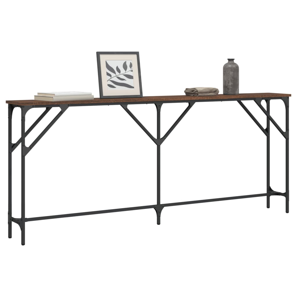 Mesa consola madera de ingeniería marrón roble 180x23x75 cm - Imagen 3