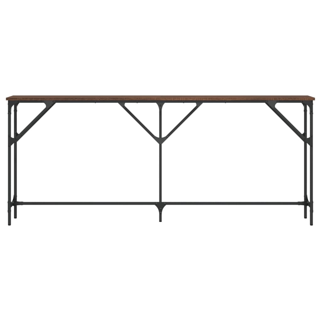 Mesa consola madera de ingeniería marrón roble 180x23x75 cm - Imagen 4