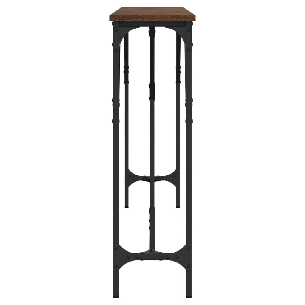 Mesa consola madera de ingeniería marrón roble 180x23x75 cm - Imagen 5