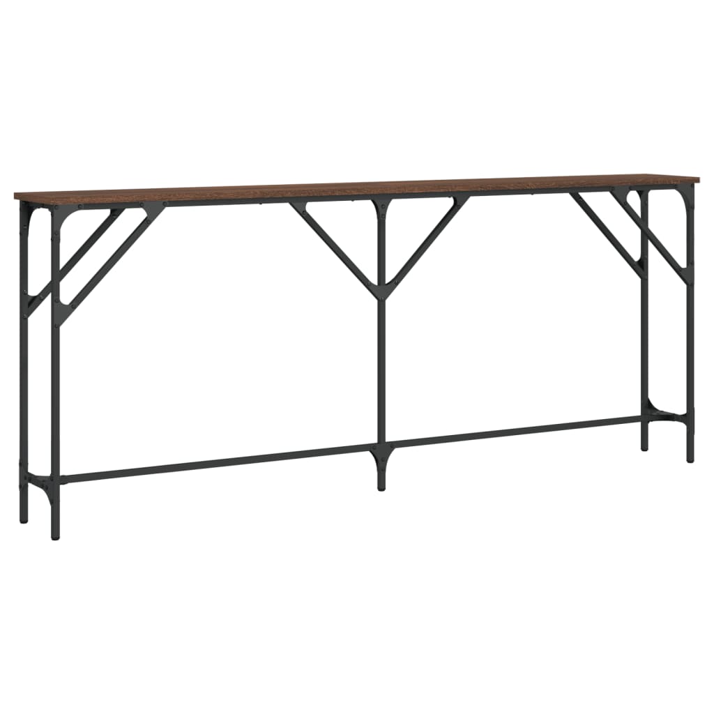 Mesa consola madera de ingeniería marrón roble 180x23x75 cm - Imagen 6