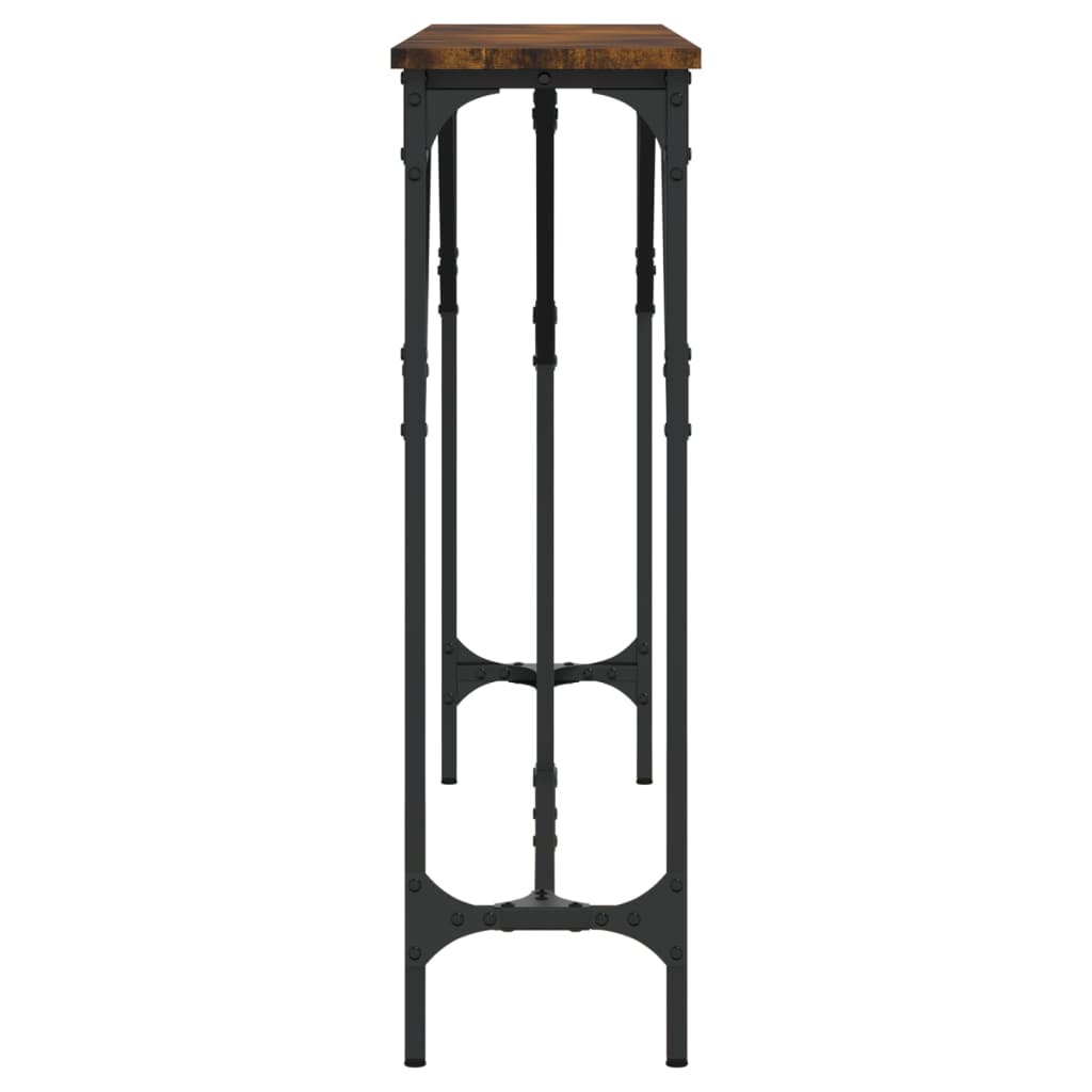 Mesa consola madera de ingeniería roble ahumado 140x23x75 cm - Imagen 5