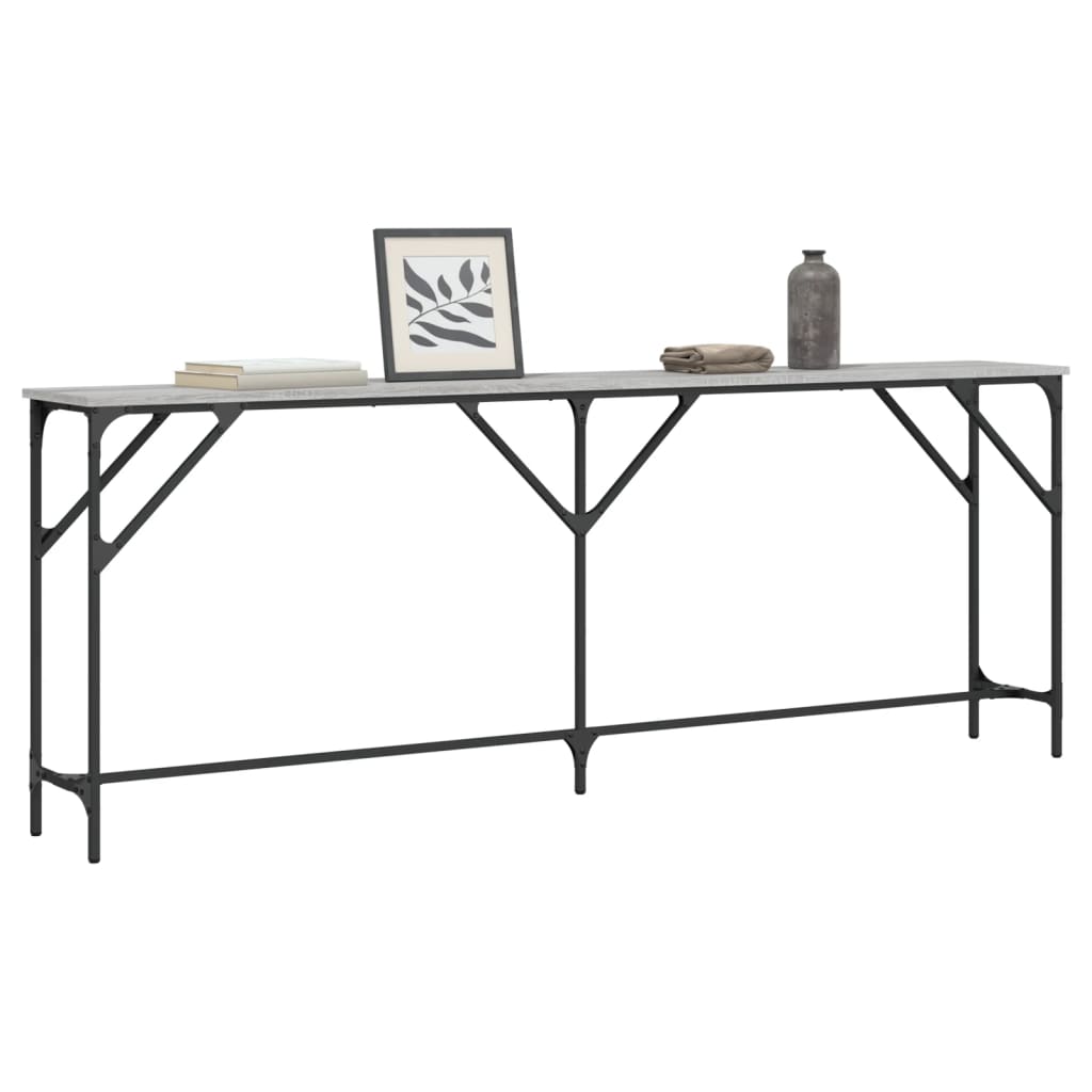 Mesa consola madera de ingeniería gris Sonoma 200x29x75 cm - Imagen 3