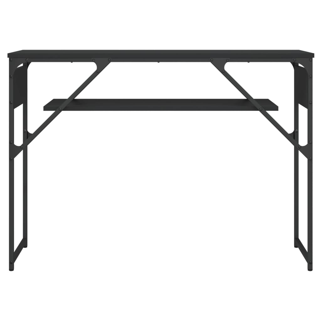 Mesa consola con estante madera ingeniería negra 105x30x75 cm - Imagen 4