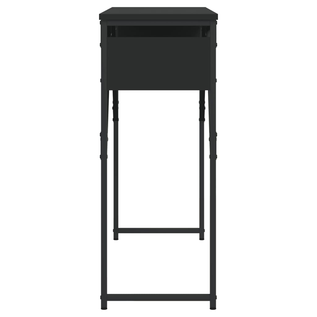Mesa consola con estante madera ingeniería negra 105x30x75 cm - Imagen 5