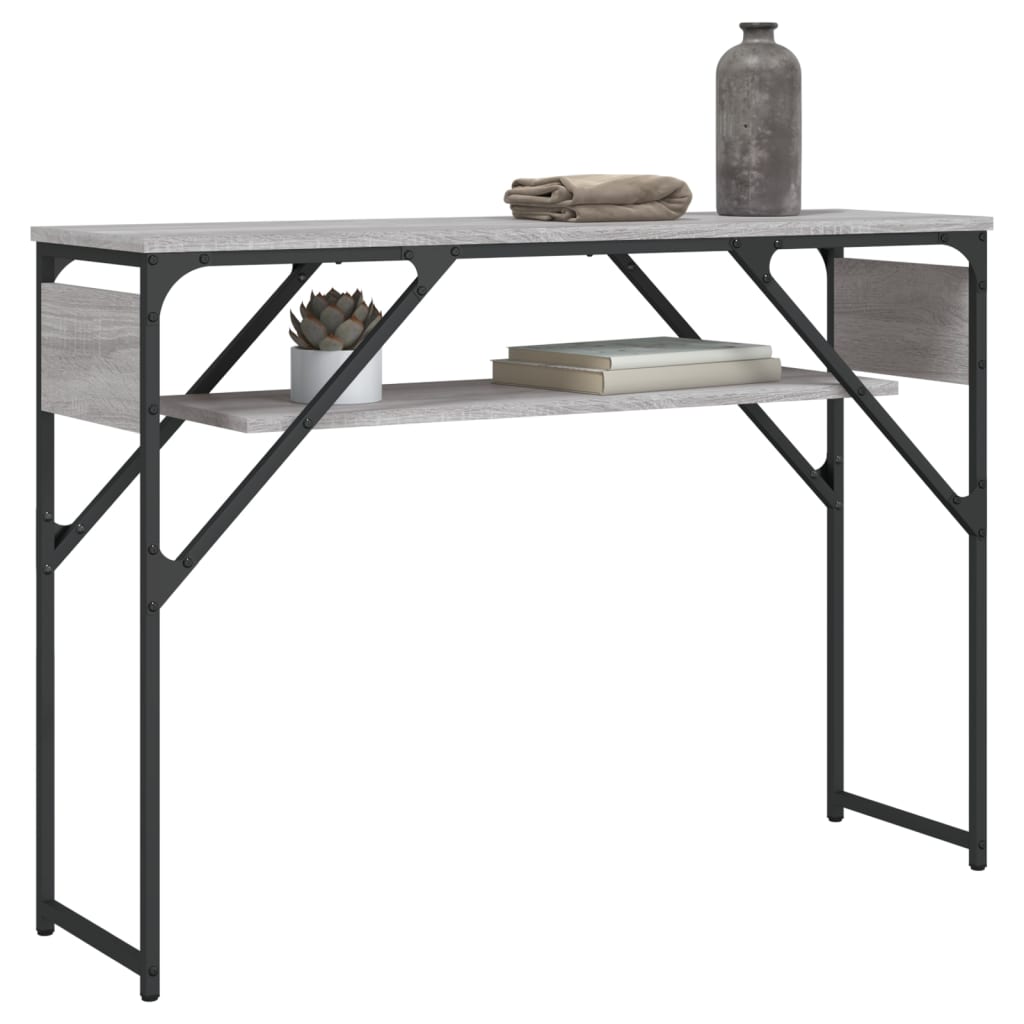 Mesa consola estante madera ingeniería Sonoma gris 105x30x75 cm - Imagen 3