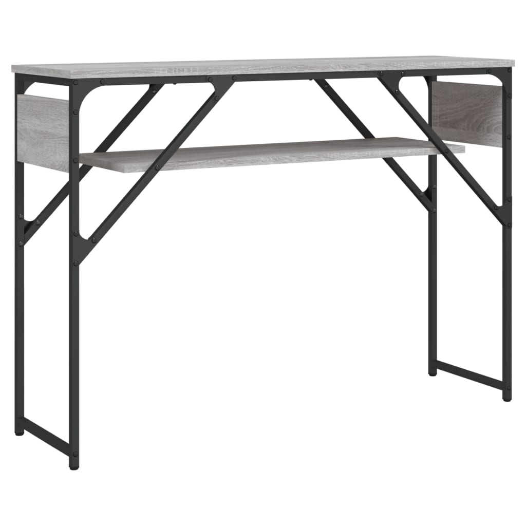Mesa consola estante madera ingeniería Sonoma gris 105x30x75 cm - Imagen 6