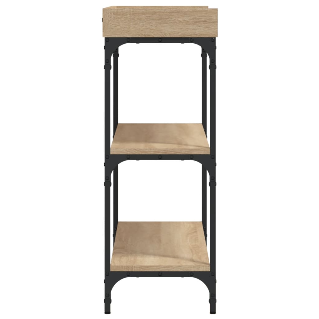 Mesa consola con estantes roble Sonoma 100x30x80 cm - Imagen 5