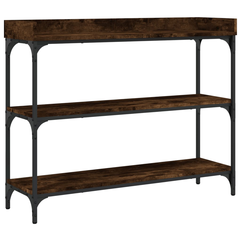 Mesa consola con estantes roble ahumado 100x30x80 cm - Imagen 2