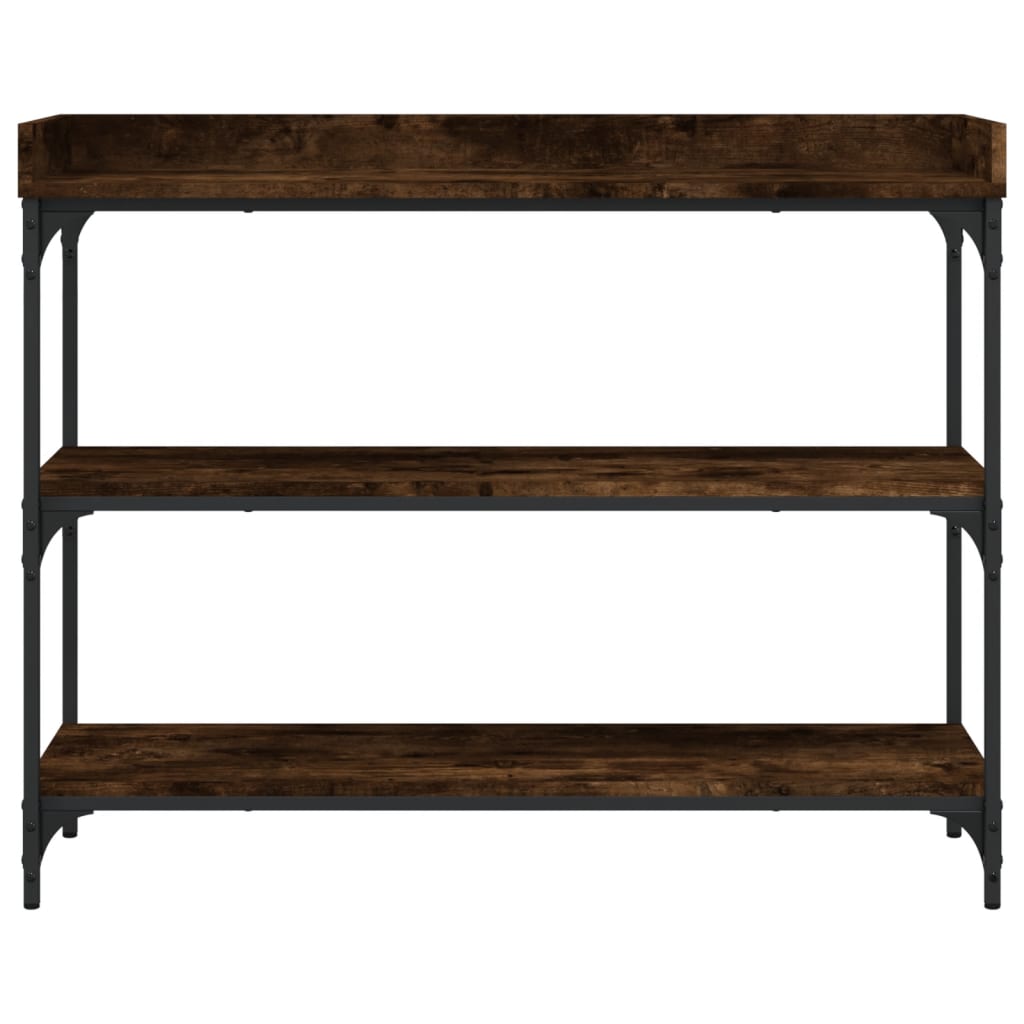 Mesa consola con estantes roble ahumado 100x30x80 cm - Imagen 4