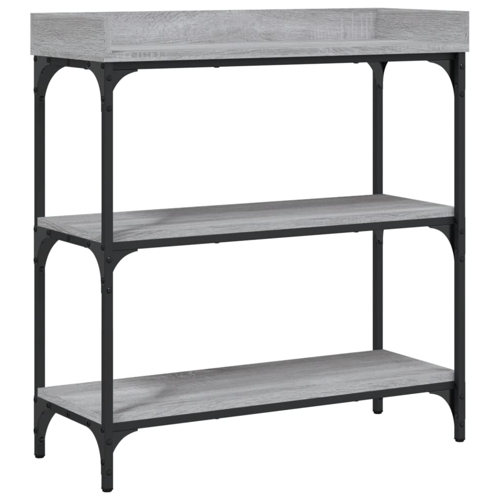 Mesa consola con estantes gris Sonoma 75x30x80 cm - Imagen 2