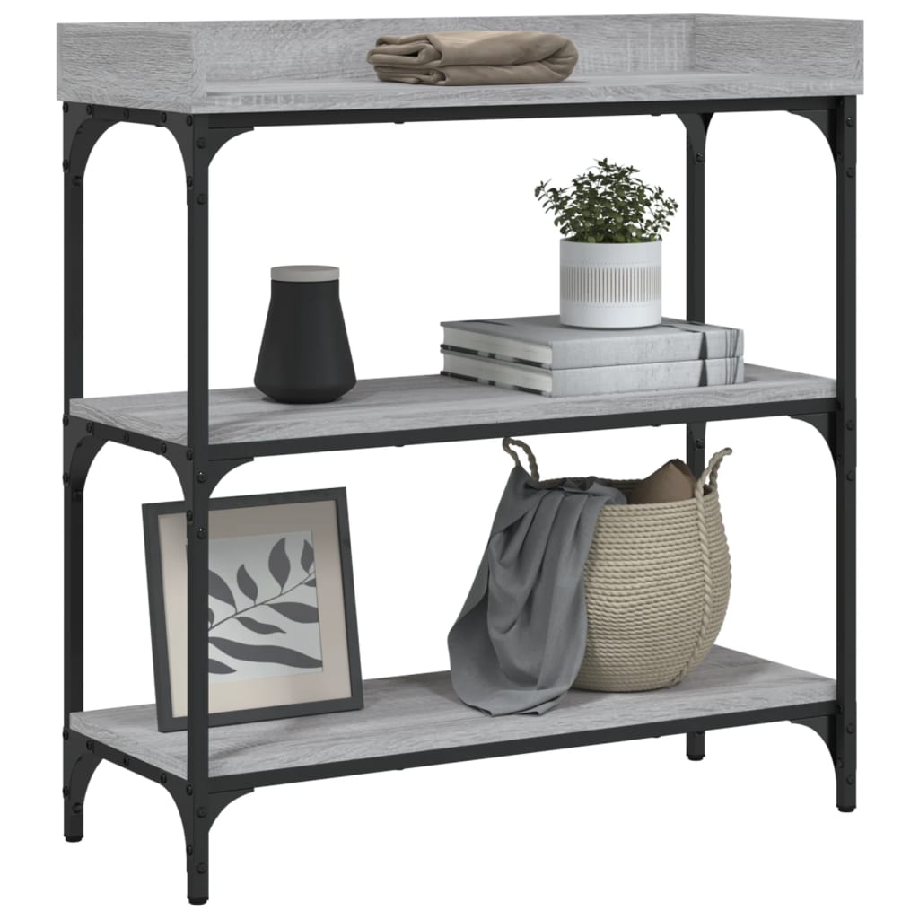 Mesa consola con estantes gris Sonoma 75x30x80 cm - Imagen 3