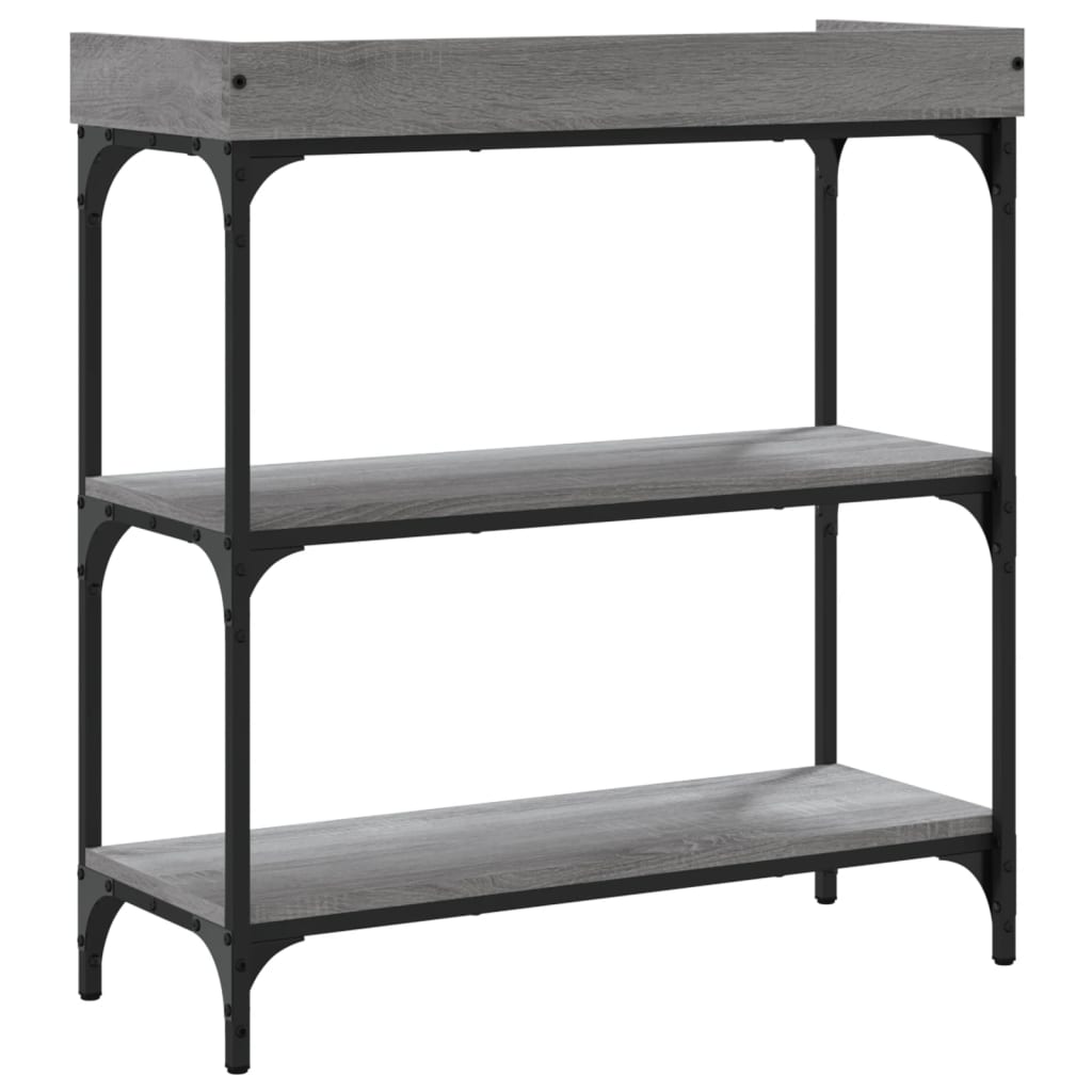 Mesa consola con estantes gris Sonoma 75x30x80 cm - Imagen 6