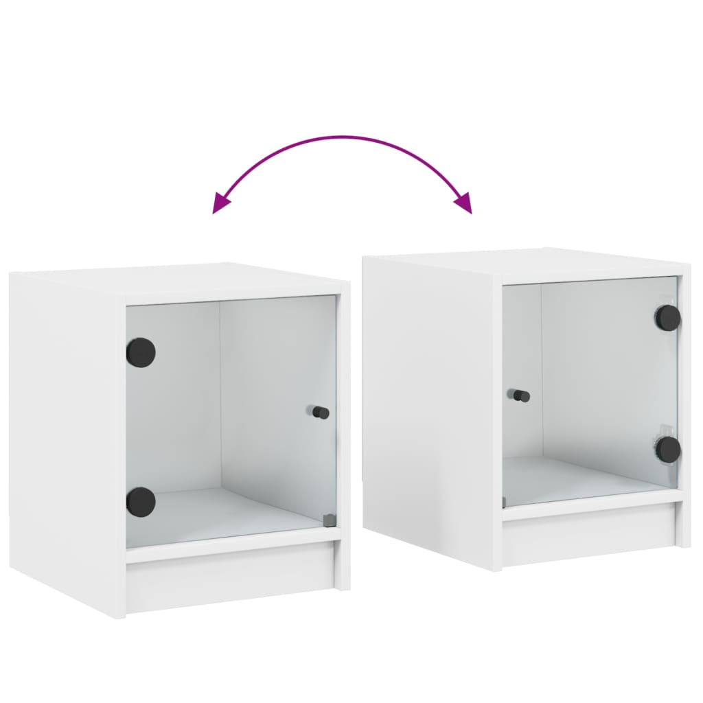 Mesita de noche con puerta de vidrio blanco 35x37x42 cm - Imagen 9