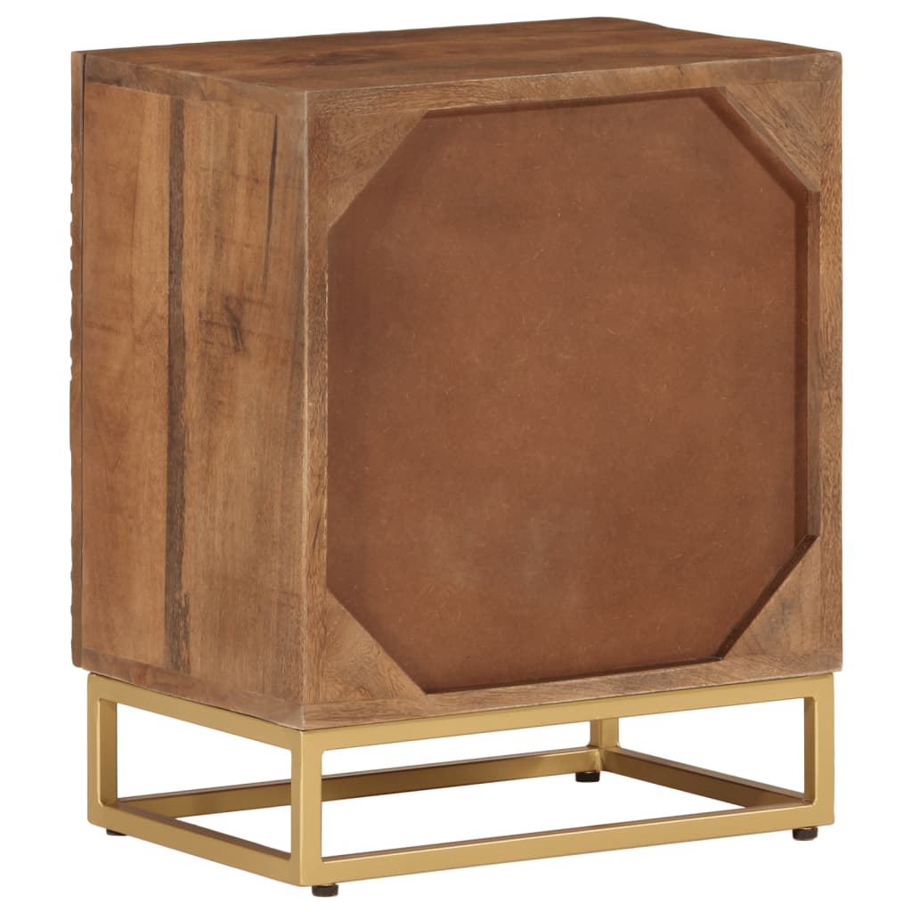 Mesita de noche madera maciza de mango y hierro 40x30x50 cm - Imagen 5