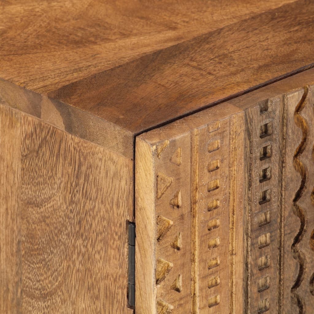 Mesita de noche madera maciza de mango y hierro 40x30x50 cm - Imagen 6