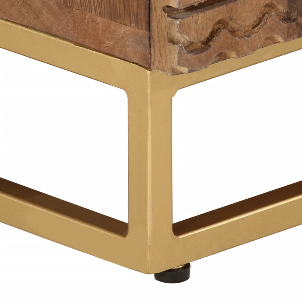 Mesita de noche madera maciza de mango y hierro 40x30x50 cm - Imagen 8