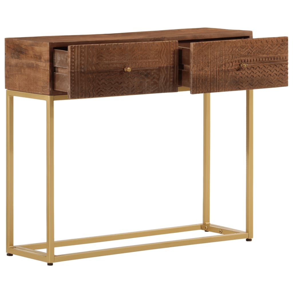 Mesa consola madera maciza de mango y hierro 90x30x76 cm - Imagen 2