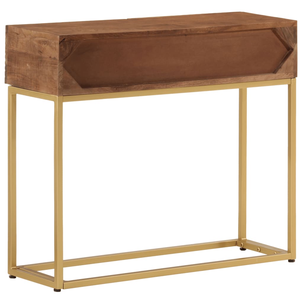 Mesa consola madera maciza de mango y hierro 90x30x76 cm - Imagen 5