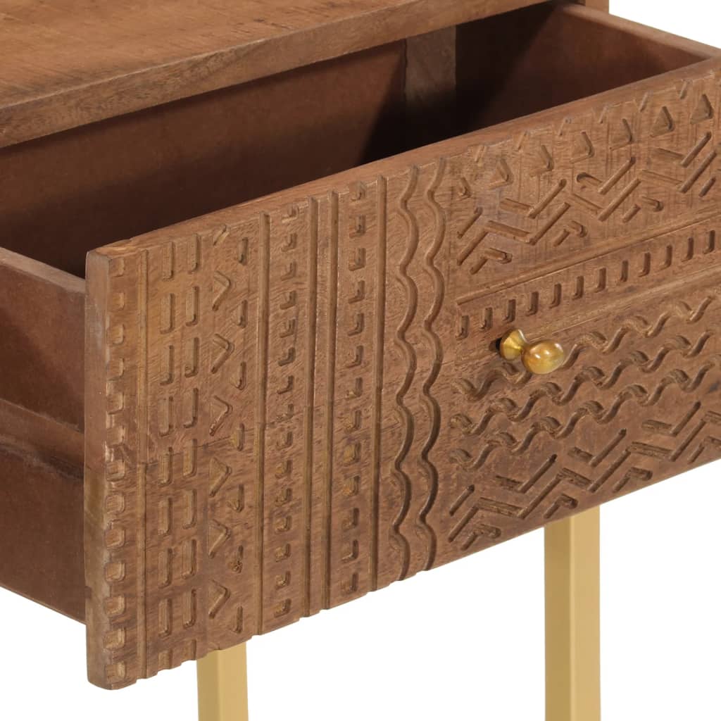 Mesa consola madera maciza de mango y hierro 90x30x76 cm - Imagen 7