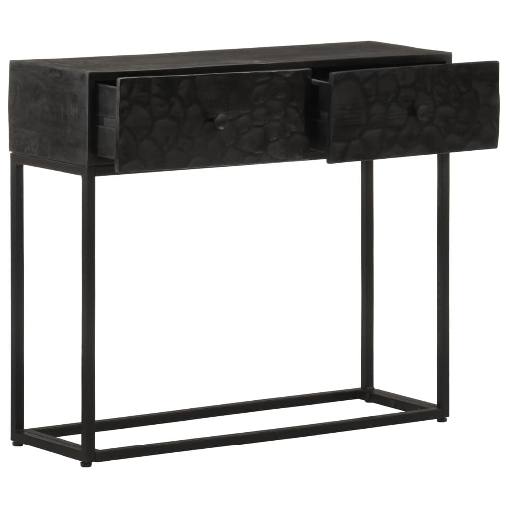 Mesa consola madera maciza de mango y hierro negro 90x30x76 cm - Imagen 2