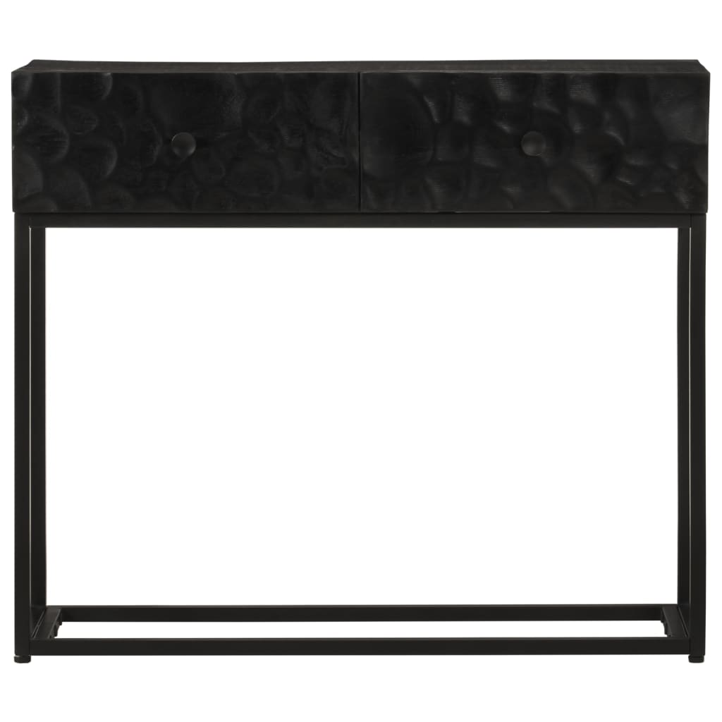 Mesa consola madera maciza de mango y hierro negro 90x30x76 cm - Imagen 3