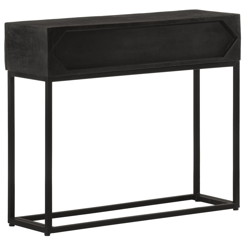 Mesa consola madera maciza de mango y hierro negro 90x30x76 cm - Imagen 5