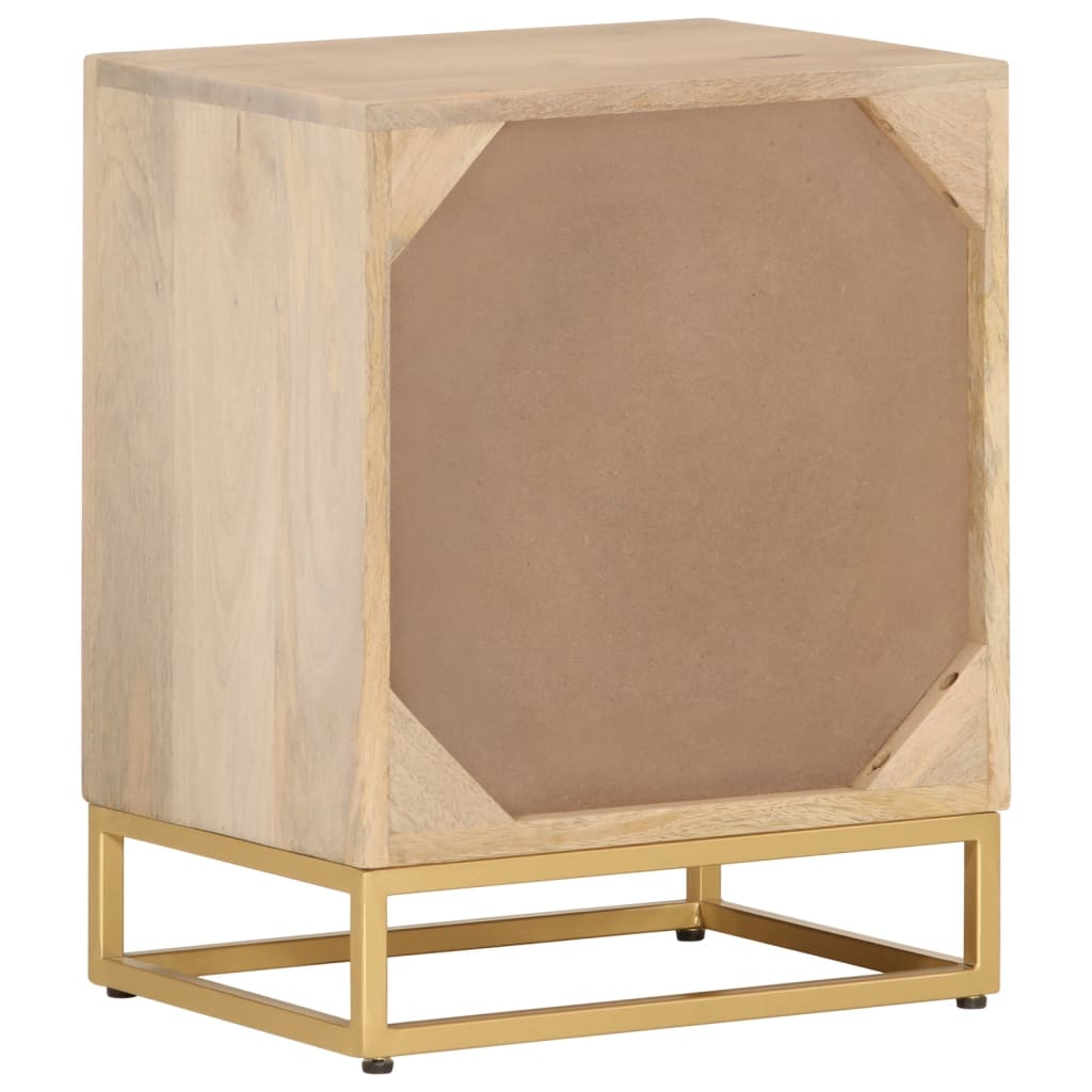 Mesita de noche madera maciza de mango y hierro 40x30x50 cm - Imagen 5