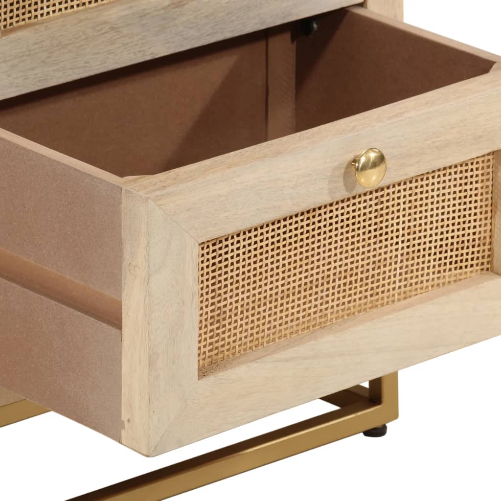 Mesita de noche madera maciza de mango y hierro 40x30x50 cm - Imagen 7