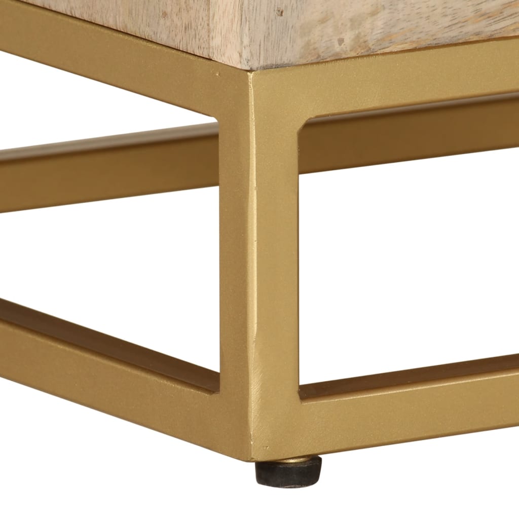 Mesita de noche madera maciza de mango y hierro 40x30x50 cm - Imagen 9