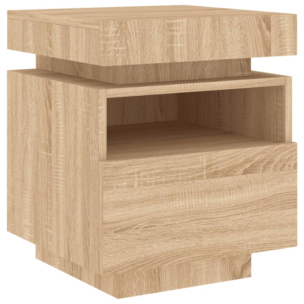 Mesita de noche con luces LED roble Sonoma 40x39x48,5 cm - Imagen 5