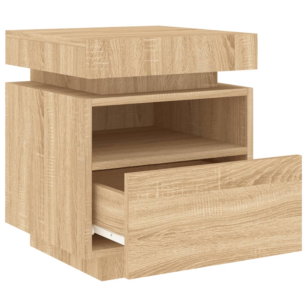 Mesita de noche con luces LED roble Sonoma 40x39x48,5 cm - Imagen 6